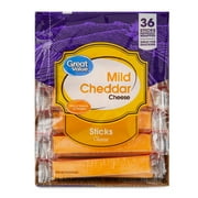 Great Value Mild Cheddar Cheese Sticks, 0.75 oz, 36 Count Bag