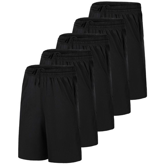 5 Pack Men's Mesh Shorts 9" Long Athletic Running Workout Gym Basketball