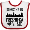 thumbnail image 3 of Inktastic Fresno California Someone Loves Me Skyline Boys or Girls Baby Bib, 3 of 4