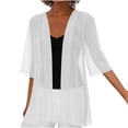 thumbnail image 4 of Short Sleeve Chiffon Cardigans for Women Lightweight Irregular Hem Open Front Cardigan Shrugs Mesh Beach Cover Ups, 4 of 7