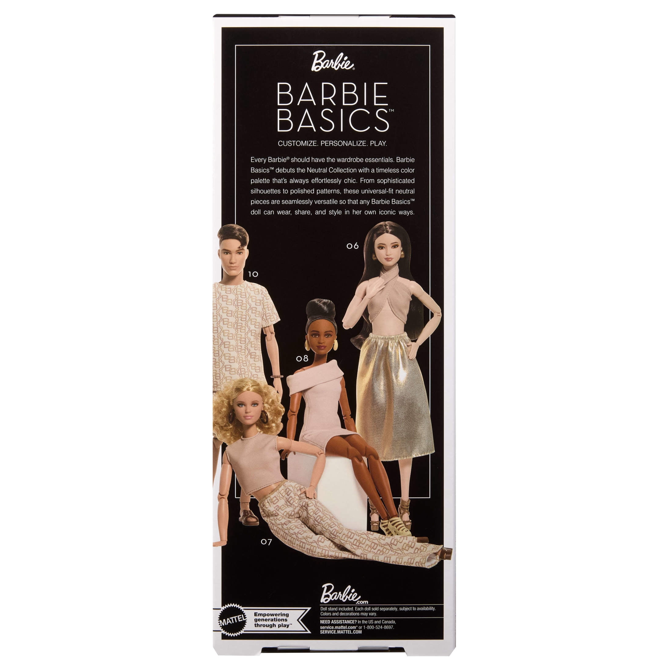 Barbie Basics Collectible Doll, Model 09 with Brunette Hair in Golden Dress & Strappy Heels