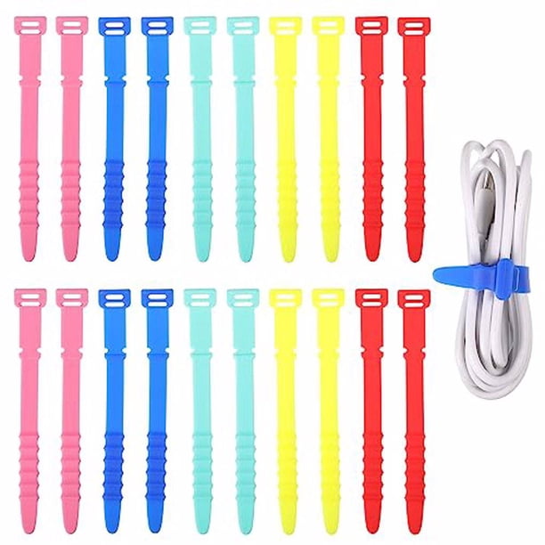 Naiovety 40x Bridas Reutilizables Hechas De Silicona Solución Fácil Y Segura Para La Gestión De Cables Reutilizables Almacenamiento y organización del hogar conjunto colorido