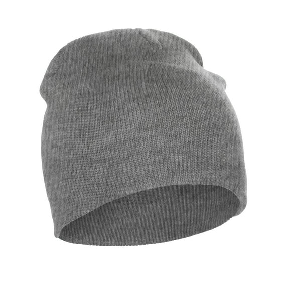 Classic Plain Cuffless Beanie Winter Knit Hat Skully Cap, Heather Grey