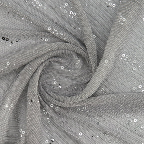 Zelouf Crinkled Metallic Mesh  , Sewing, DIY, Crafts Fabric by the Yard, Steel/silver, 3 Yard