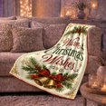 thumbnail image 6 of Christmas Wishes Festive Pinecone Bell Design Red Gold, Festive Holiday Scene, Warm Flannel Blanket for Living Room and Reading Nook, Art Lovers Christmas Gift, Festive Home Decor, 6 of 9
