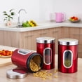 thumbnail image 5 of 3 Piece Canisters Sets For The Kitchen, Kitchen Jars With See Through Window | Airtight Coffee Container, Tea Organizer, And Sugar Canister, Kitchen Storage Canisters Set of 3, 5 of 5