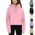 thumbnail image 4 of Odeerbi Kids Boys Girls Half Zip Sweatshirts Solid Color Pullover Sweatshirts Children's Long Sleeves Round Neck Shirt Tops Pink, 4 of 4
