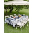 thumbnail image 4 of Outdoor Tablecloth with Umbrella Hole for Patio/Picnic/Party/Camping, Coastal Starfish Waterproof Table Cloth Rectangle Table Cover Washable, Ocean Conch Nautical Navy Oil Paint Coral (60"x 84"), 4 of 9