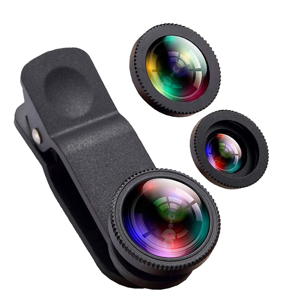 Wide Angle Lens ouying1418 3-in-1 Multifunctional Phone Lens Kit Fish Lens+Macro Lens 