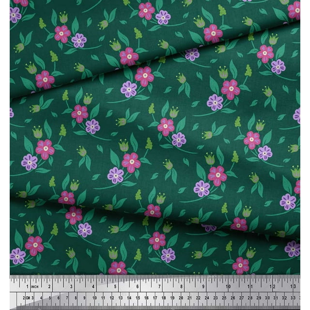 Soimoi Blue Viscose Chiffon Fabric Diamond Geometric Print Sewing Fabric Yard 42 Inch Wide