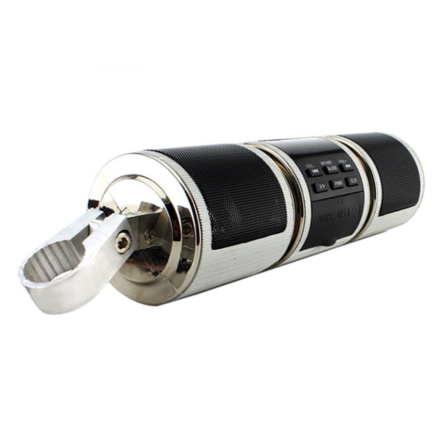 Waterproof BT Motorcycle Stereo Speaker MP3 Audio System USB AUX (Silver)