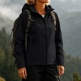 thumbnail image 4 of Lutiedan Women's Waterproof Rain Coat Hooded Zip up Softshell Windbreaker Casual Windproof Hiking Jacket with Pockets XS-3XL, 4 of 8