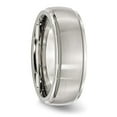 thumbnail image 3 of Auriga Fine Jewelry Stainless Steel Polished with Brushed Center 8 mm Ridged Edge Band for Women Size 9.5, 3 of 7