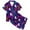 G-Dark Purple, variant on Kids Halloween Pajamas Set Ghost Pumpkin Print Satin Pajama Set Short Sleeve Button-Down Top Shorts Set Kids Girls Outfits Size 6-7 Years