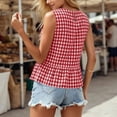 thumbnail image 4 of Karymi Going Out Tops Gingham Sleeveless Peplum Blouse, Casual Round Neck Checkered Tank Top with Keyhole Back, Summer Ruffle Hem Shirt Shirts for Women, 4 of 7