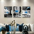 thumbnail image 4 of Canvas Wall Art For Kitchen Wall Decor For Dining Room Black And White Wine Glasses Painting Modern Blue Wine Canvas Art Prints Ready To Hang Pictures For Restaurant Home Decorations 12"X16" 3 Pieces, 4 of 6