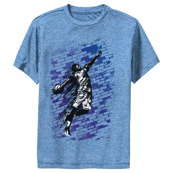 Boy's Lost Gods Basketball Graffiti Performance Graphic Tee Royal Blue Heather Small