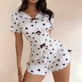 thumbnail image 2 of MVRLSH Lounge Pajama Sets for Women Cotton Linen Long Sleeve Pant Loose Two Piece Daily Night wear Suit Summer Soft Comfortable Top Black - M, 2 of 5