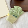 thumbnail image 2 of vdgthytj Unisex Kids Gloves Cute Print Color Block Soft Warm Handwear for Fall Winter Daily Outdoor Activities(One Size,Green), 2 of 4