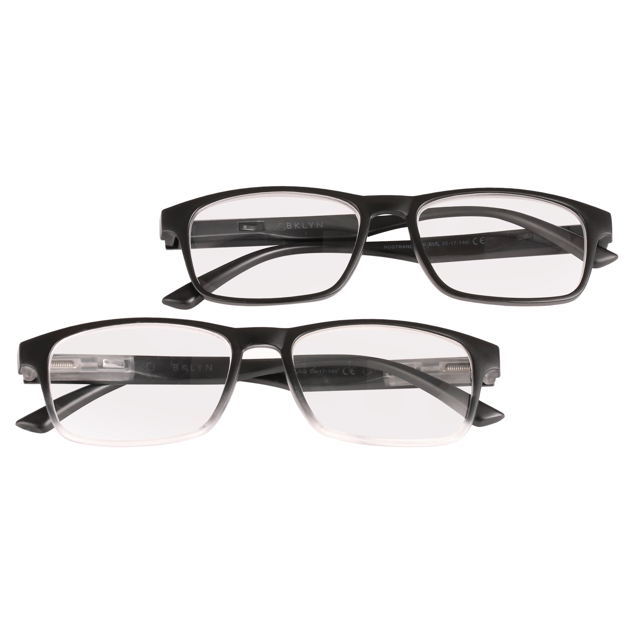 Bklyn, Nostrand +1.50, Adult, Mens, Plastic Reading Glasses & Pouches Value Pack , 2 Ea