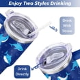 thumbnail image 5 of 40oz Ocean Cute Shark Stainless Steel Flip Straw Tumbler Spill Proof Travel Cup Double Wall Vacuum Insulated Coffee Mug with Top Handle, 5 of 6