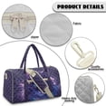 thumbnail image 7 of Garronmavis Purple Galaxy Cat Print Large Quilted Duffle Bag for Women, Weekender Travel Carry On Tote with Luggage Sleeve, Gym Dance Overnight Shoulder Bag, 7 of 7