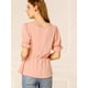 thumbnail image 5 of Blusa Peplum Allegra K Cintura Elástica Corbata Cuello Redondo Manga Corta Rosa Coral XS, 5 of 6