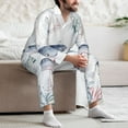 thumbnail image 7 of Uemuo Sea Animals Pattern 2-Piece Loungewear Set - Men’s Soft Sleepwear, Cozy Winter PJs, Comfy Sleep Set-Large, 7 of 7