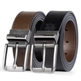 thumbnail image 3 of Wrangler Reversible Belt for Men, Men's 2-in-1 Dress Casual Everyday Jean Style Leather Belt, Cut to Fit 36-48 (Regular & Big & Tall Sizing, Brown/Black), 3 of 10