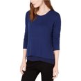thumbnail image 1 of Maison Jules Blusa de jersey con aspecto de capas para mujer, azul, XX-Large maison Jules Pull-over, 1 of 2