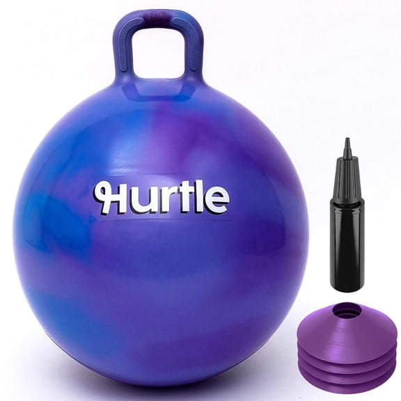 Hurtle 20" Marble Hopper Ball for Kids – Bouncy Ball with Handles, Air Pump & Cones, Indoor/Outdoor Active Play & Balance Training Toy (Blue)