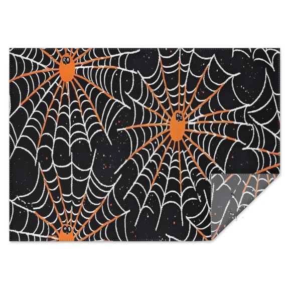 Halloween Spider Webs with Orange Spiders Rectangle Tablecloth 60"x84",Waterproof Polyester Rectangle Table Cloth, Wipeable Spillproof Polyester Tablecloth for Dining, Camping, Indoor and Outdoor