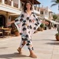 thumbnail image 5 of DISNIMO Palm Tree Print Women's Kaftan Dress Plus Size V-Neck Swimsuit Coverup Batwing Sleeves Caftan Beach Cover up Lightweight Loose Swimwear Coverups, 5 of 7
