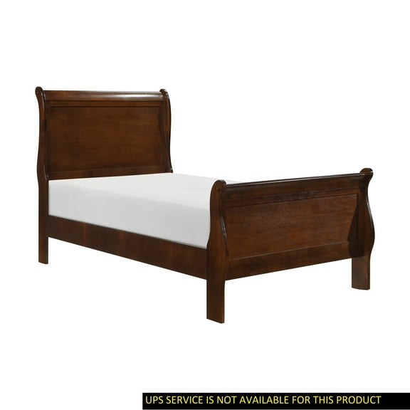 CoSoTower Classic Louis Philipe Style Twin Size Bed Brown Cherry Finish 1Pc Traditional Design Bedroom Furniture Sleigh Bed