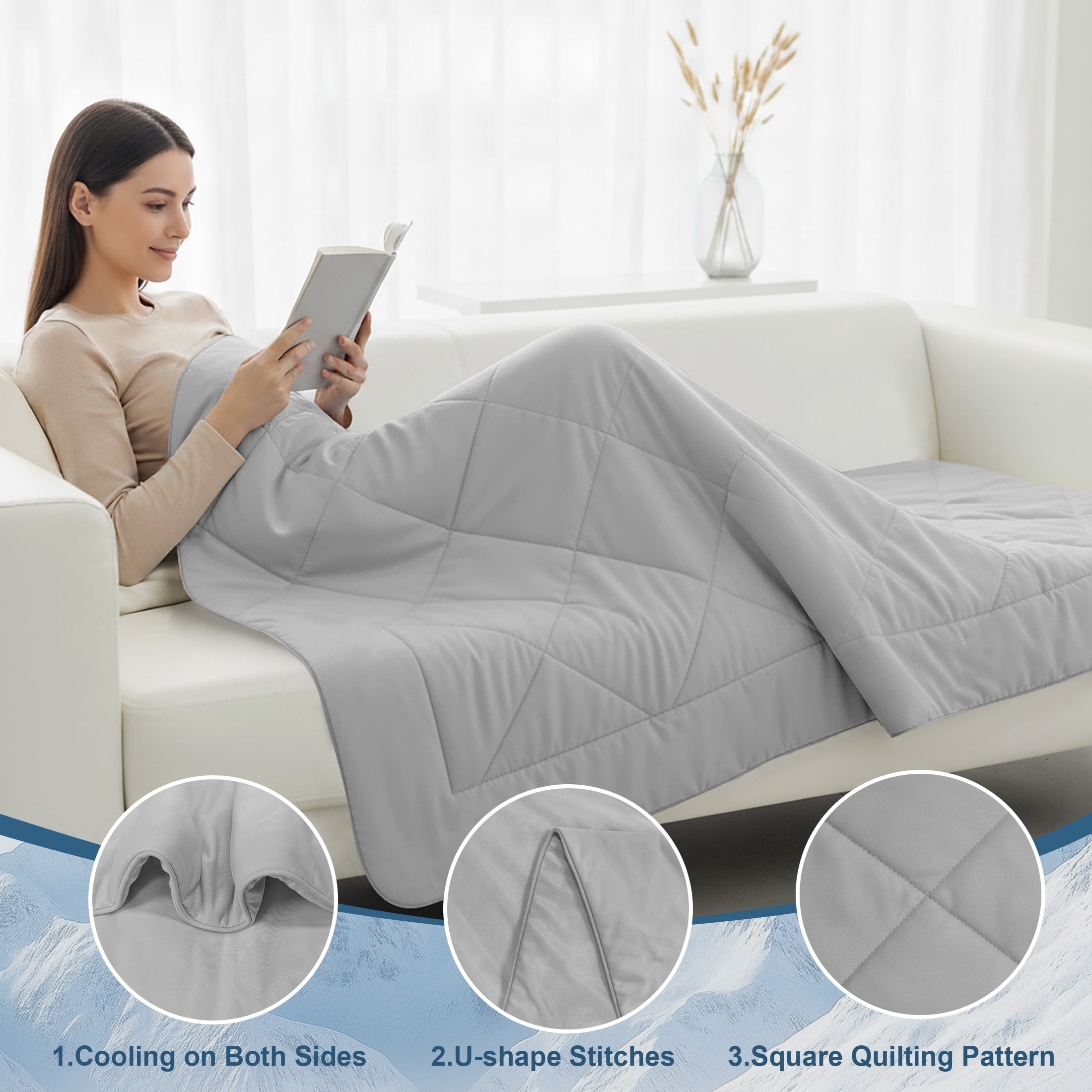 Cooling Blanket Queen Size, Double-Sided Q-Max>0.45 Arc-Chill Summer Blanket, Breathable Soft All-Season Breathable Lightweight Comforter for Hot Sleepers and Night Sweats