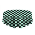 thumbnail image 5 of Black and Mint Green Checkerboard Pattern Round Tablecloth 60"x60",Wrinkle Wipeable Table Cloth for Kitchen Dining Room Picnic Patio Party, 5 of 6