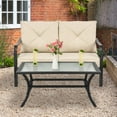 thumbnail image 2 of Costway Causeuse de Patio 2 Pcs avec Table Basse Banc de Sofa d'Extérieur avec Coussins, 2 of 10