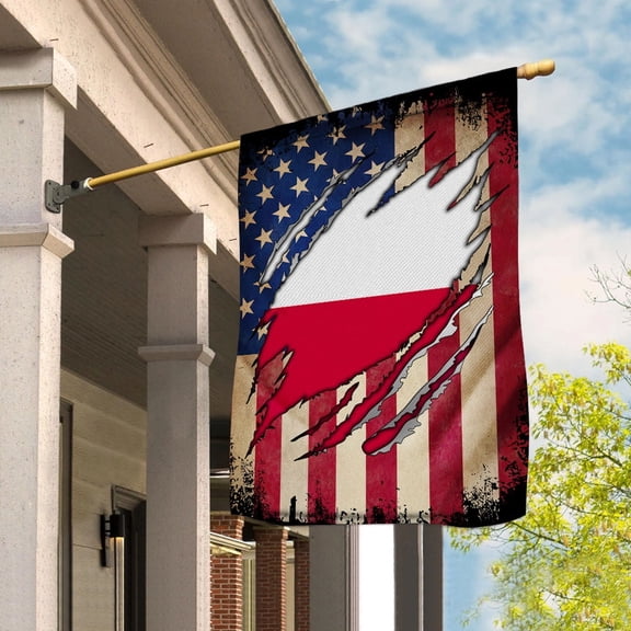 Flag Half American Flag Polish Proud In Poland U.S.A Friendship Root Garden Flag, Double-Sided Decorative Outdoor Flag, Polyester Yard Flag 12 x 18 in