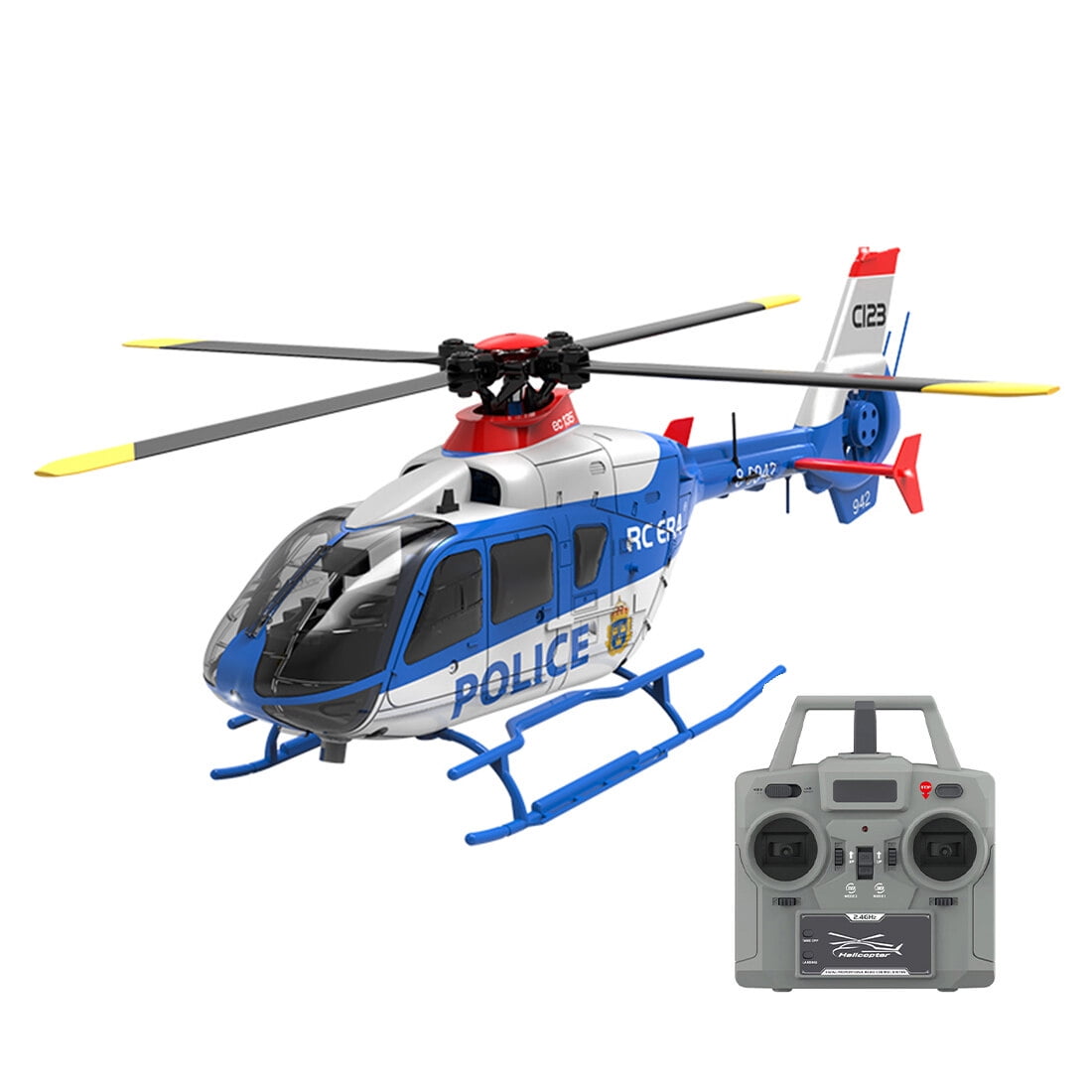 RC-ERA C123 EC135 RC Helicopter 6CH Brushless Direct Drive Aircraft with Optical Flow Positioning, Altitude Hold, 6 Axis Gyro, 3D Roll, 2.4G Remote Control RTF for Adult Beginners - 4PCS Battery