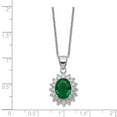 thumbnail image 2 of White Sterling Silver necklace Cable with pendant CZ Cubic Zirconia Round Glass Oval Green 18.25 in 14.19 mm 0.92, 2 of 2