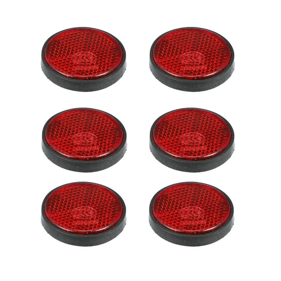 6pcs M6x1.0 Red Plastic Universal Screw Mount Reflective Warning Reflector for Motorcycle Bicycle 44.5mm