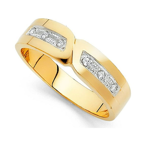 Precious Stars 14K Yellow Gold Cubic Zirconia 6-mm Men's Wedding Band
