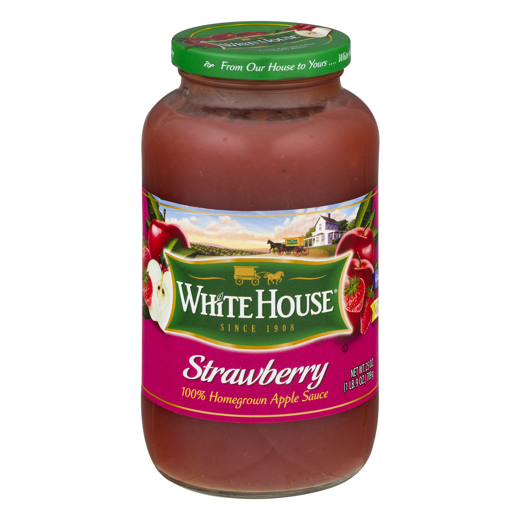 White House Apple Sauce Strawberry, 25.0 OZ