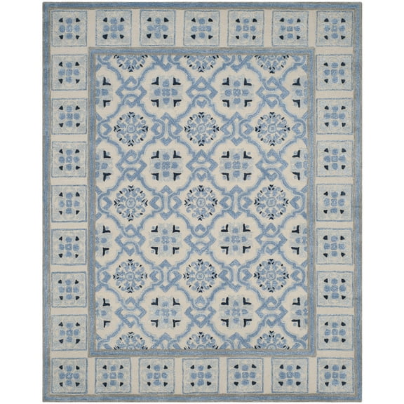 SAFAVIEH Bella Noelle Bordered Area Rug, Ivory/Blue, 8' x 10'