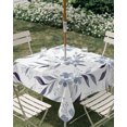 thumbnail image 2 of Square Outdoor Tablecloth with Umbrella Hole Rustic Floral Outside Table Cloth Waterproof Patio Table Cover Spring Flower Leaves Minimalist Retro Blue Zipper Tablecloths for Picnic Camping 60x60 Inch, 2 of 8
