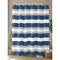 thumbnail image 4 of Fsddascl Navy Blue Grey Stripe Shower Curtain Set - Standard 72" x 72" Bathtub Curtain with 12 Hooks, Minimalist Farmhouse Striped Waterproof Fabric Stall Shower Curtains for Bathroom/Bathtub, 4 of 6