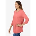 thumbnail image 3 of Woman Within Plus Size Perfect Three-Quarter Sleeve V-Neck Tee (Petite Available), 3 of 6