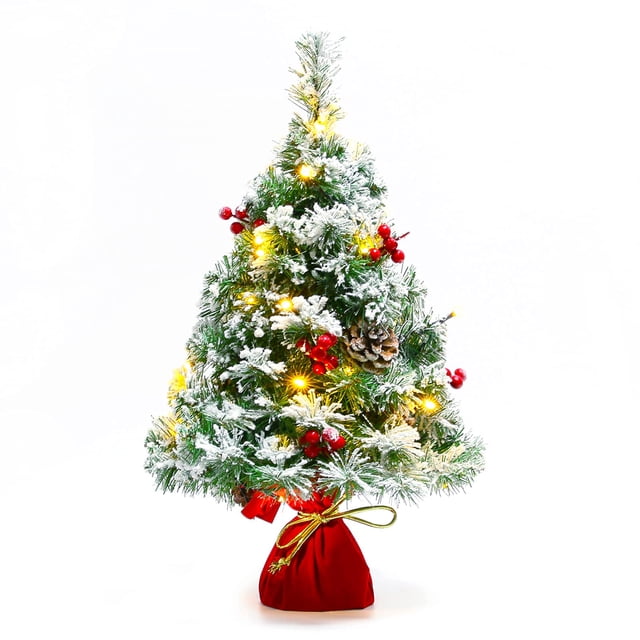 Árbol de Navidad Sunnyglade 55 cm con estampado de nieve 30 luces