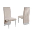 thumbnail image 4 of Silver Stainless Steel 9 Piece Dining Set with Marble Table and Cream Chairs, 4 of 4