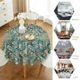 thumbnail image 5 of Vintage Floral Tablecloth Teal Original Design Table Cloth for Rectangle Tables Wipeable Polyester Fabric Table Cover Kitchen Dinning Decorations Washable, 60"", 5 of 6